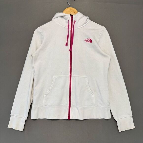 The North Face Women’s White Zip Up Hoodie Size Medium Cotton Blend - Picture 1 of 16